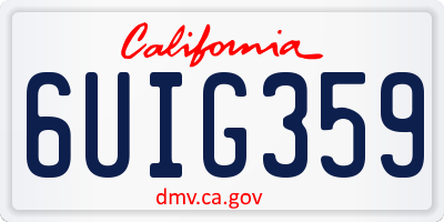 CA license plate 6UIG359