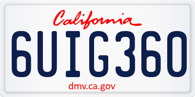 CA license plate 6UIG360