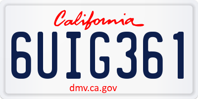 CA license plate 6UIG361