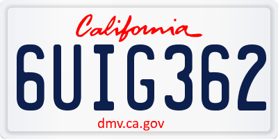CA license plate 6UIG362
