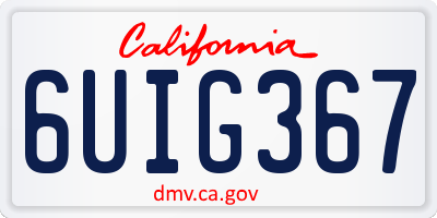 CA license plate 6UIG367