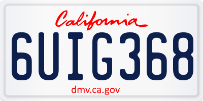 CA license plate 6UIG368