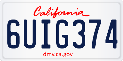 CA license plate 6UIG374