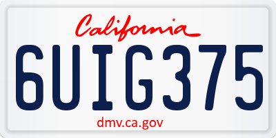CA license plate 6UIG375