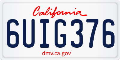 CA license plate 6UIG376