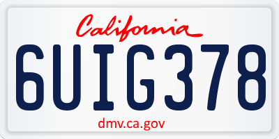 CA license plate 6UIG378