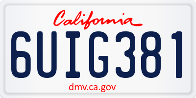 CA license plate 6UIG381