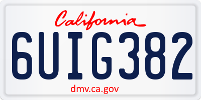 CA license plate 6UIG382