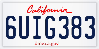 CA license plate 6UIG383