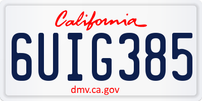 CA license plate 6UIG385