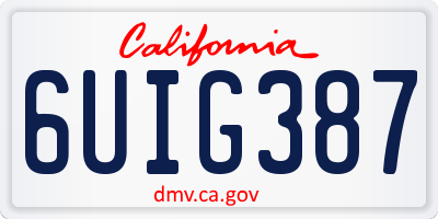 CA license plate 6UIG387