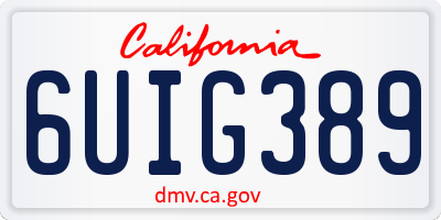 CA license plate 6UIG389