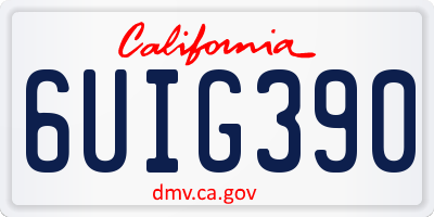 CA license plate 6UIG390
