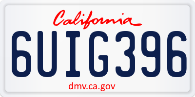CA license plate 6UIG396