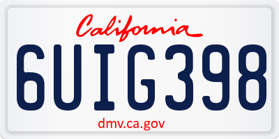 CA license plate 6UIG398