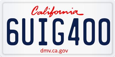 CA license plate 6UIG400