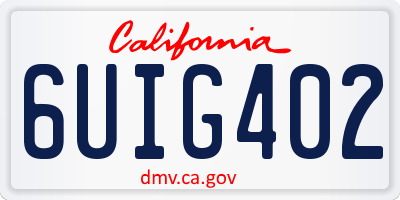 CA license plate 6UIG402