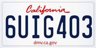 CA license plate 6UIG403