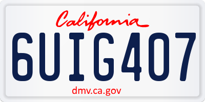 CA license plate 6UIG407