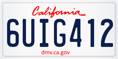 CA license plate 6UIG412