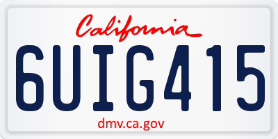 CA license plate 6UIG415