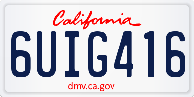 CA license plate 6UIG416