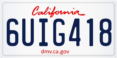 CA license plate 6UIG418