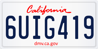 CA license plate 6UIG419