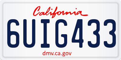 CA license plate 6UIG433