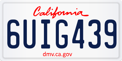 CA license plate 6UIG439