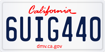 CA license plate 6UIG440