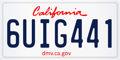 CA license plate 6UIG441