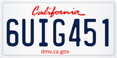 CA license plate 6UIG451