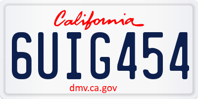 CA license plate 6UIG454