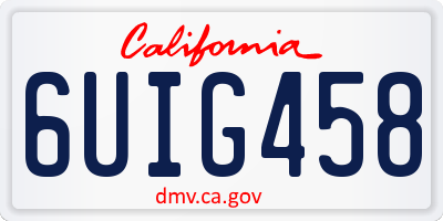CA license plate 6UIG458