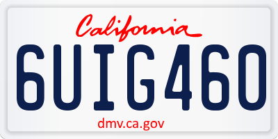 CA license plate 6UIG460