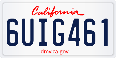 CA license plate 6UIG461