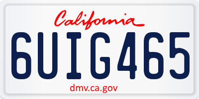 CA license plate 6UIG465