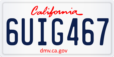 CA license plate 6UIG467