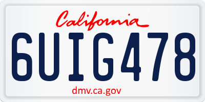 CA license plate 6UIG478
