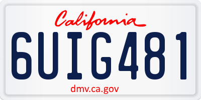 CA license plate 6UIG481