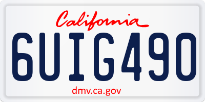 CA license plate 6UIG490