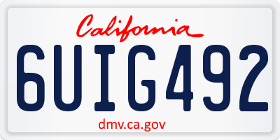 CA license plate 6UIG492
