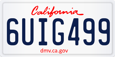 CA license plate 6UIG499