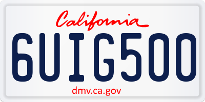 CA license plate 6UIG500