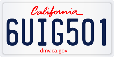 CA license plate 6UIG501