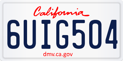 CA license plate 6UIG504