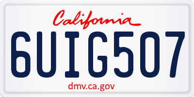 CA license plate 6UIG507