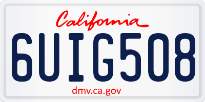 CA license plate 6UIG508