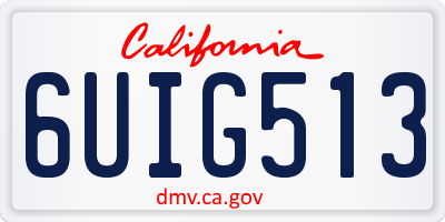 CA license plate 6UIG513